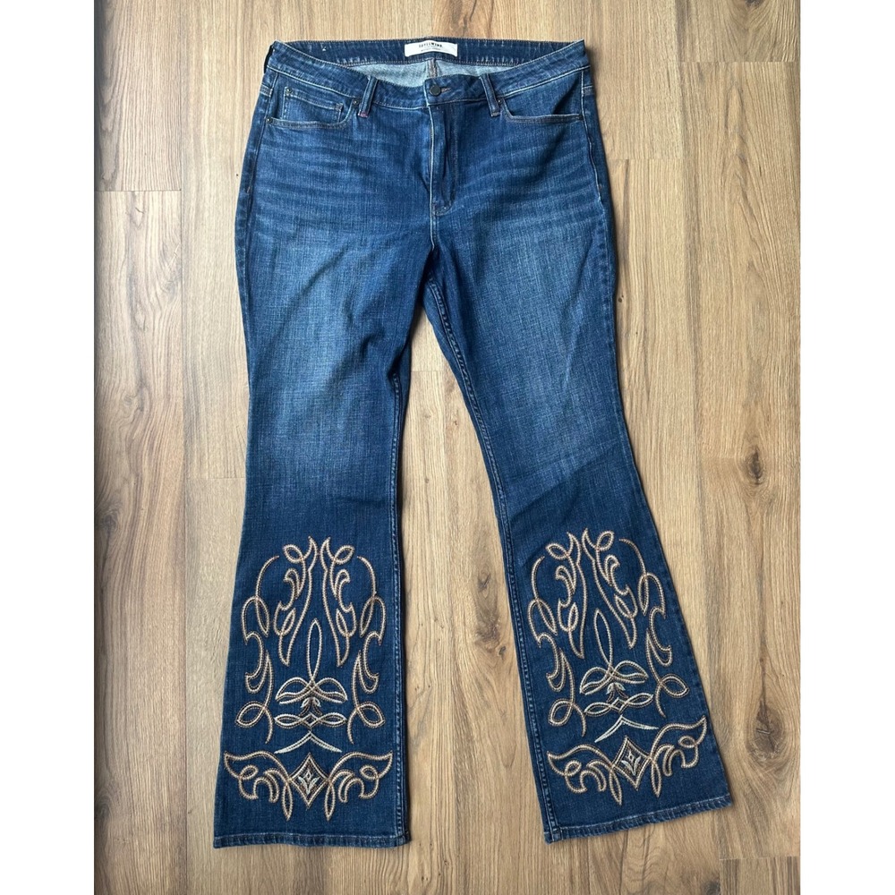 Western Miranda Lambert Rebel Flare Jeans Embroidered Dark Wash 16W x 34L